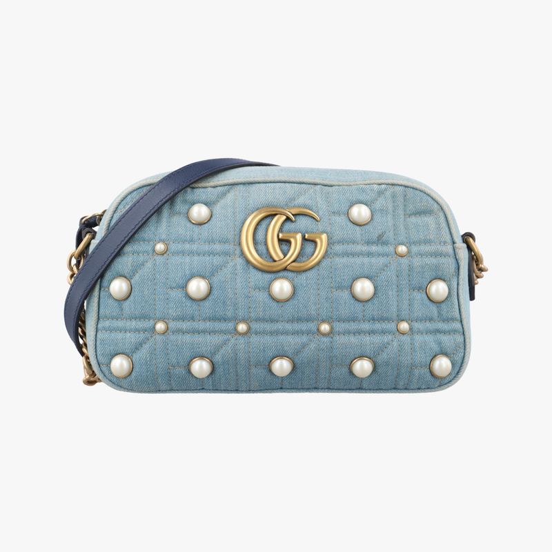 Guccigg Marmont Blue Denim And Leather 447632 B024087403