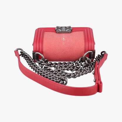 Chanel Boy Chanel Red Lamb Skin And Galuchat A6623021026517