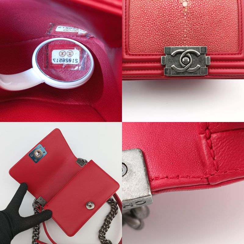 Chanel Boy Chanel Red Lamb Skin And Galuchat A6623021026517