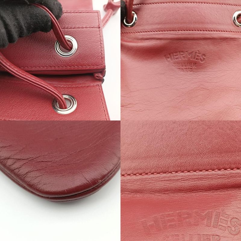 Hermessac Aline Mini Bordeaux Lambskin G AM 007 UH