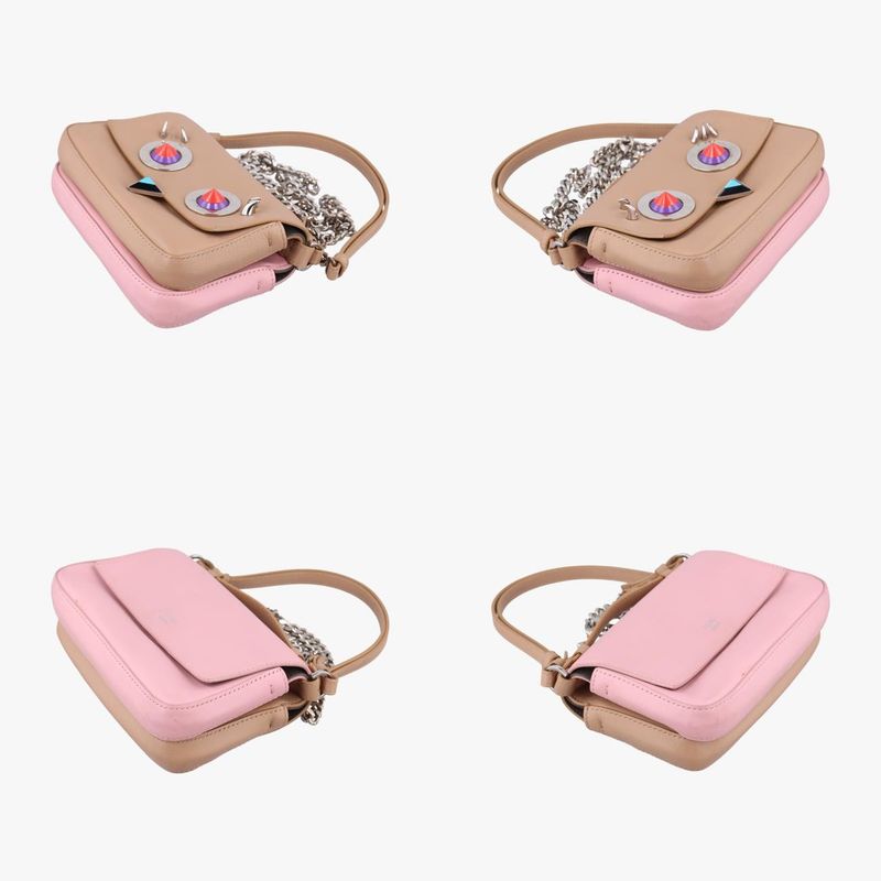 Fendi Micro Monster Double Baguette Beige Leather 8m0371 8m0371-sl-2-178-10429