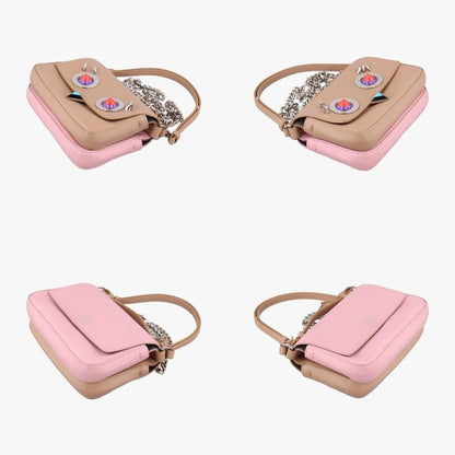 Fendi Micro Monster Double Baguette Beige Leather 8m0371 8m0371-sl-2-178-10429