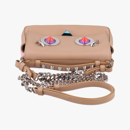 Fendi Micro Monster Double Baguette Beige Leather 8m0371 8m0371-sl-2-178-10429