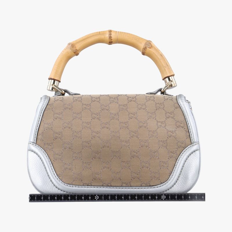 Gucci New Bamboo Beige And Silver Canvas And Leather 254884 G8022996
