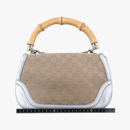 Gucci New Bamboo Beige And Silver Canvas And Leather 254884 G8022996