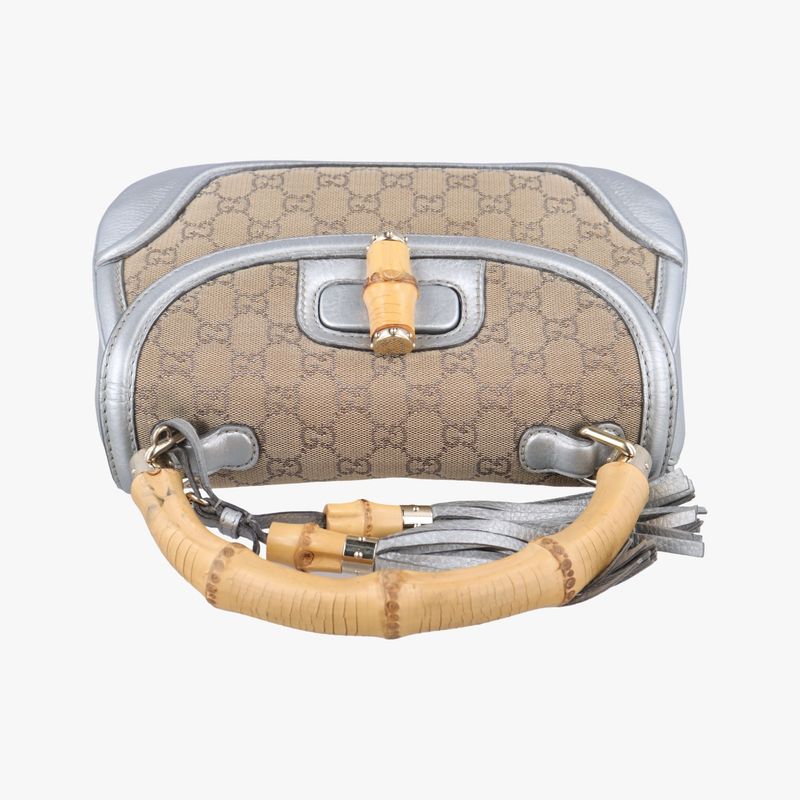 Gucci New Bamboo Beige And Silver Canvas And Leather 254884 G8022996