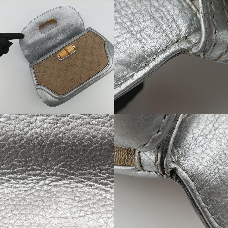 Gucci New Bamboo Beige And Silver Canvas And Leather 254884 G8022996