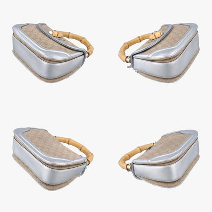 Gucci New Bamboo Beige And Silver Canvas And Leather 254884 G8022996