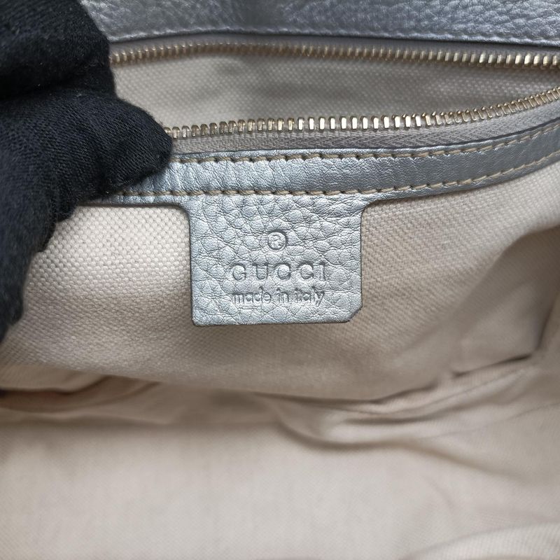 Gucci New Bamboo Beige And Silver Canvas And Leather 254884 G8022996