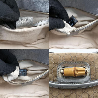 Gucci New Bamboo Beige And Silver Canvas And Leather 254884 G8022996