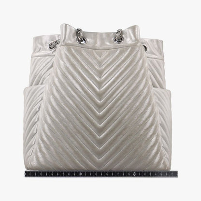 Chanel Urban Spirit V-stitch Silver Sparkle Leather A9113622428281