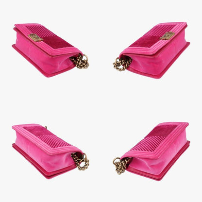 Chanel Boy Chanel Pink And Black Suede A67086 24406189