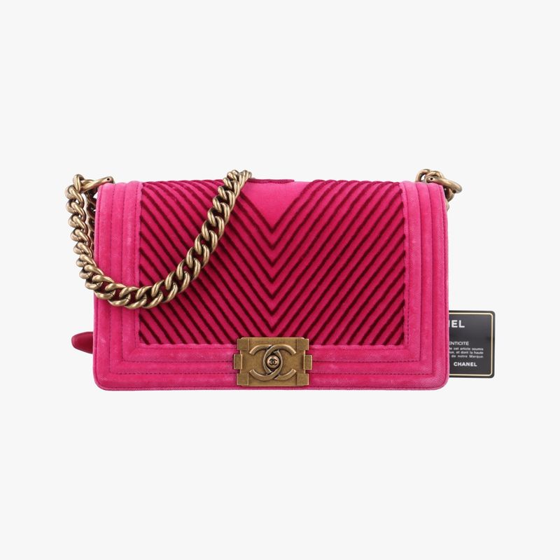 Chanel Boy Chanel Pink And Black Suede A67086 24406189