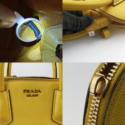 Prada Quill Top Handle Yellow Saffiano Leather Bl0902 25
