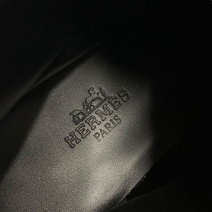 Hermes Funk Boots Short Boots Shoes Leather Black Silver Black Kelly Hardware