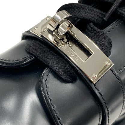 Hermes Funk Boots Short Boots Shoes Leather Black Silver Black Kelly Hardware