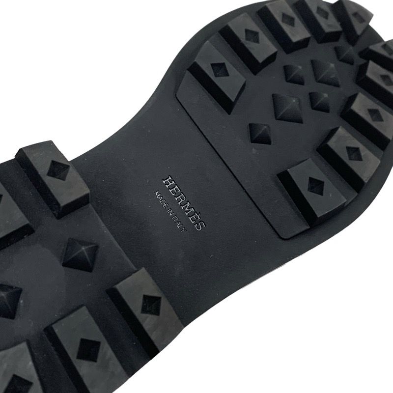 Hermes Funk Boots Short Boots Shoes Leather Black Silver Black Kelly Hardware