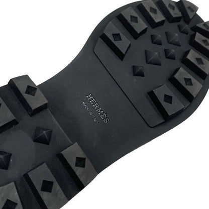 Hermes Funk Boots Short Boots Shoes Leather Black Silver Black Kelly Hardware