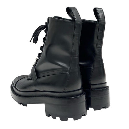 Hermes Funk Boots Short Boots Shoes Leather Black Silver Black Kelly Hardware