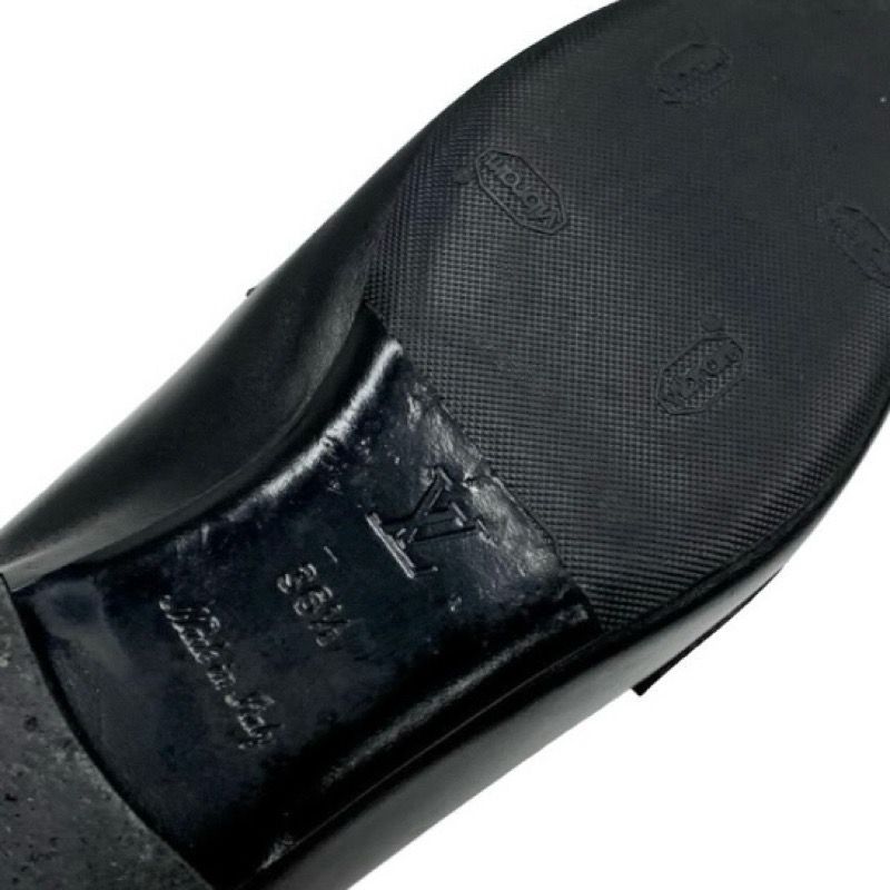 Louis Vuitton Upper Case Line Loafers Leather Shoes Leather Black Gold Chain