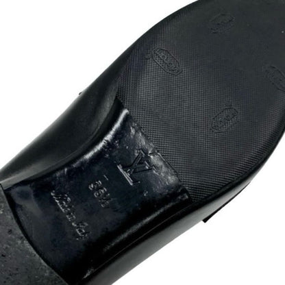 Louis Vuitton Upper Case Line Loafers Leather Shoes Leather Black Gold Chain