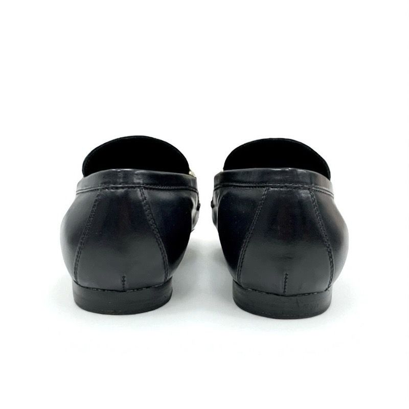 Louis Vuitton Upper Case Line Loafers Leather Shoes Leather Black Gold Chain