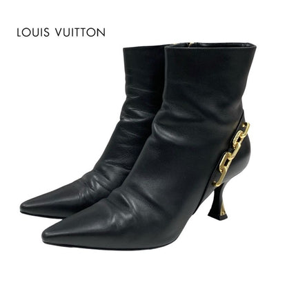 Louis Vuitton Sparkle Line Monogram Boots Short Boots Shoes Leather Black Gold