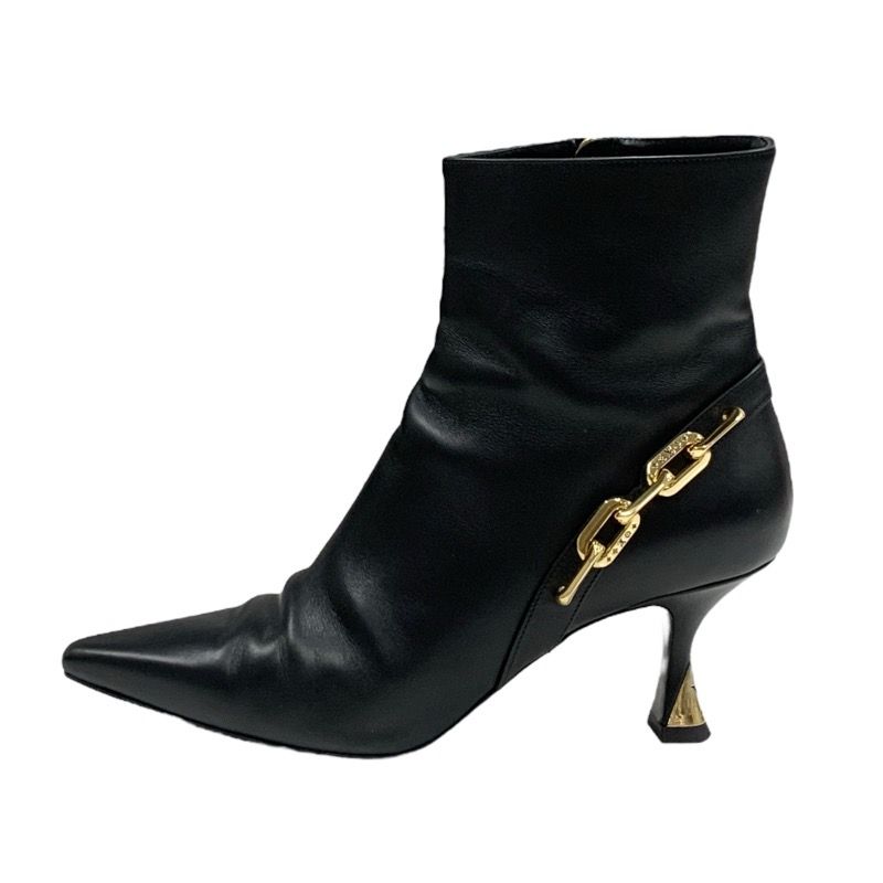 Louis Vuitton Sparkle Line Monogram Boots Short Boots Shoes Leather Black Gold