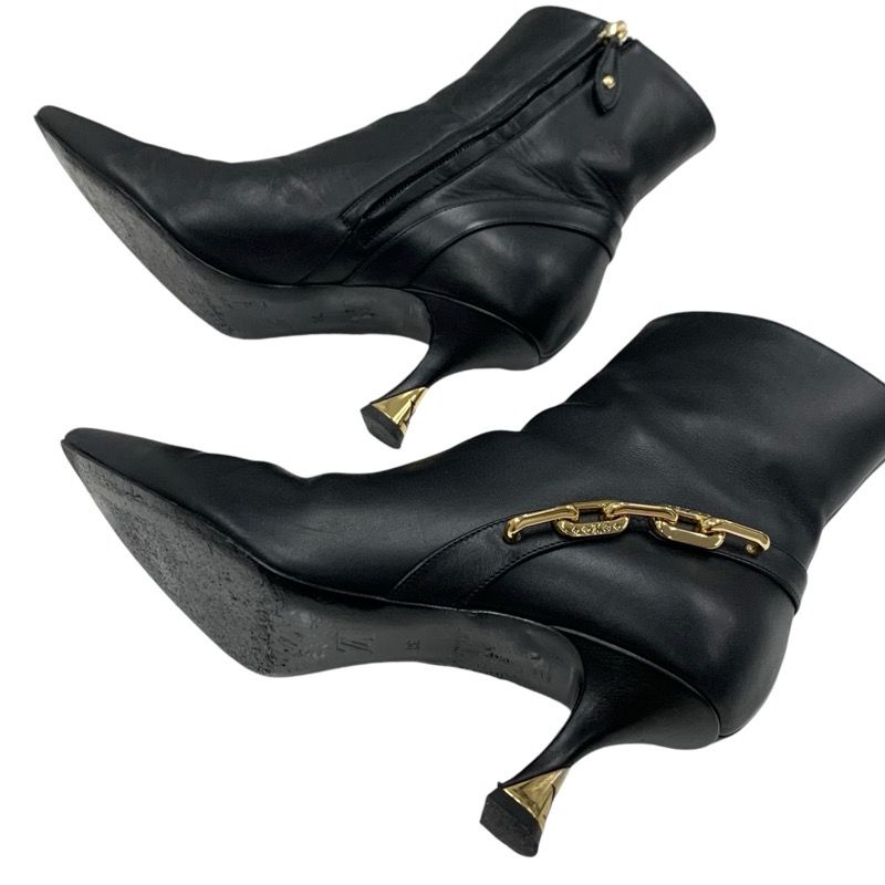 Louis Vuitton Sparkle Line Monogram Boots Short Boots Shoes Leather Black Gold