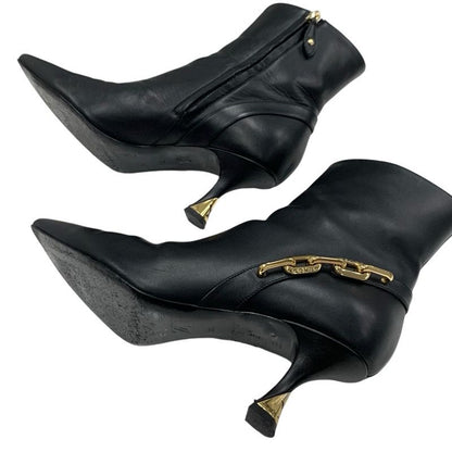 Louis Vuitton Sparkle Line Monogram Boots Short Boots Shoes Leather Black Gold