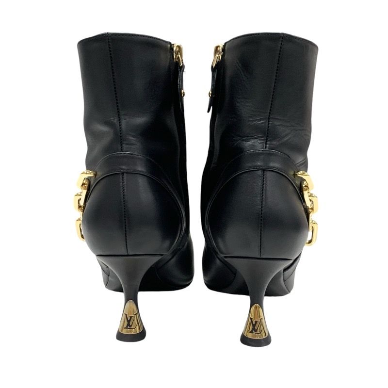 Louis Vuitton Sparkle Line Monogram Boots Short Boots Shoes Leather Black Gold