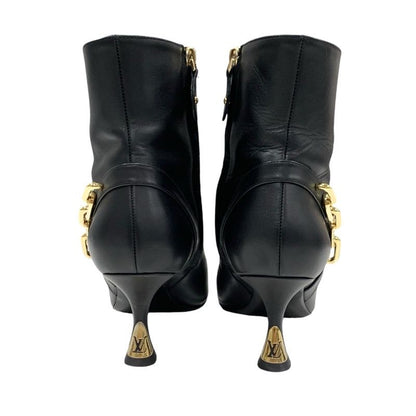 Louis Vuitton Sparkle Line Monogram Boots Short Boots Shoes Leather Black Gold