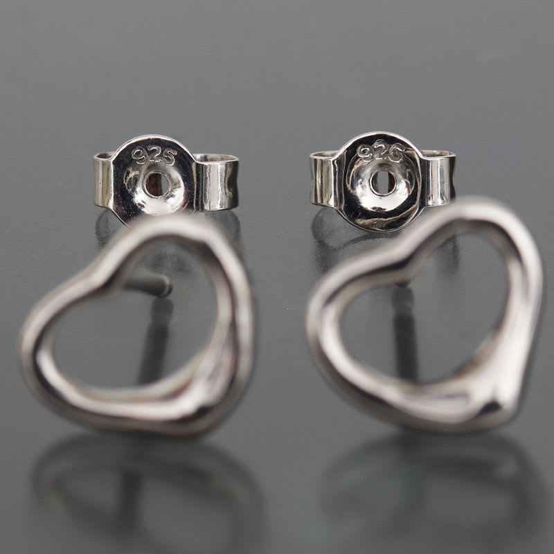 Tiffany & Co Open Heart Earrings 925 Earring Back External E1594