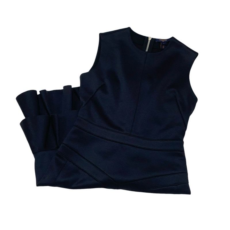 Louis Vuitton Dress Black Silver Sleeveless Ruffle