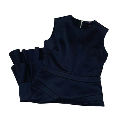 Louis Vuitton Dress Black Silver Sleeveless Ruffle