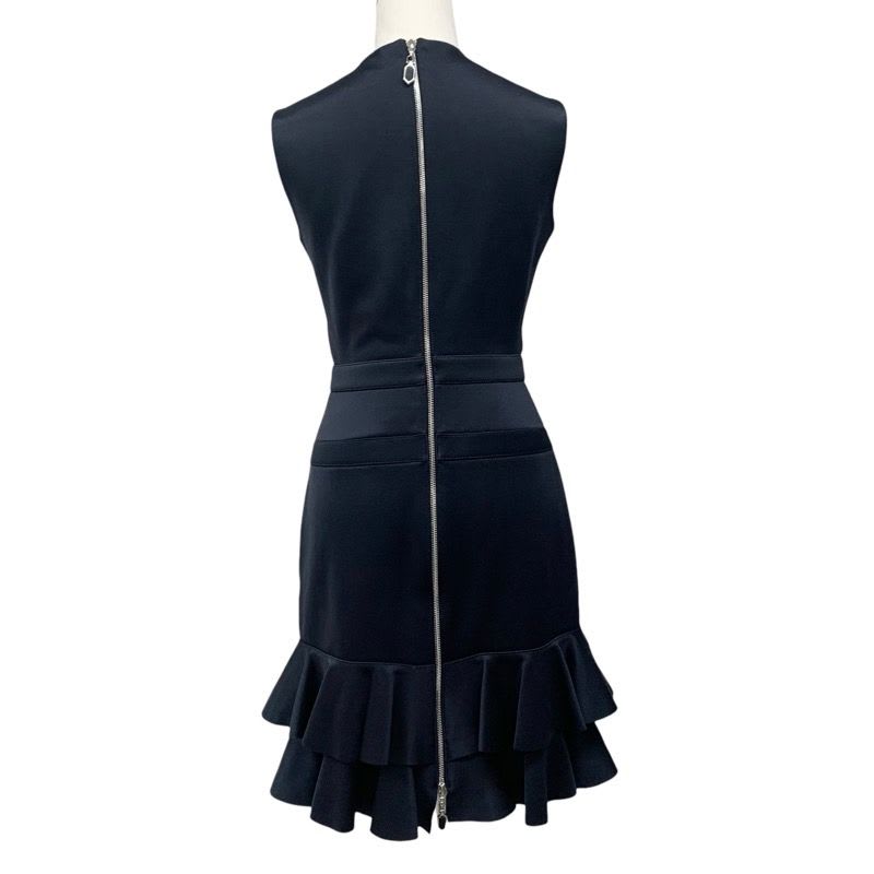 Louis Vuitton Dress Black Silver Sleeveless Ruffle