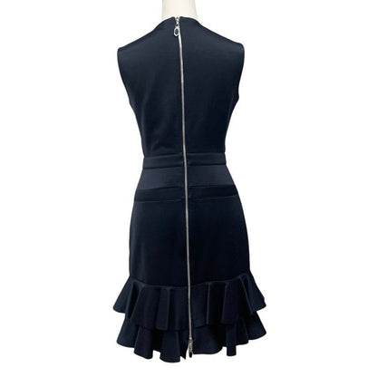 Louis Vuitton Dress Black Silver Sleeveless Ruffle