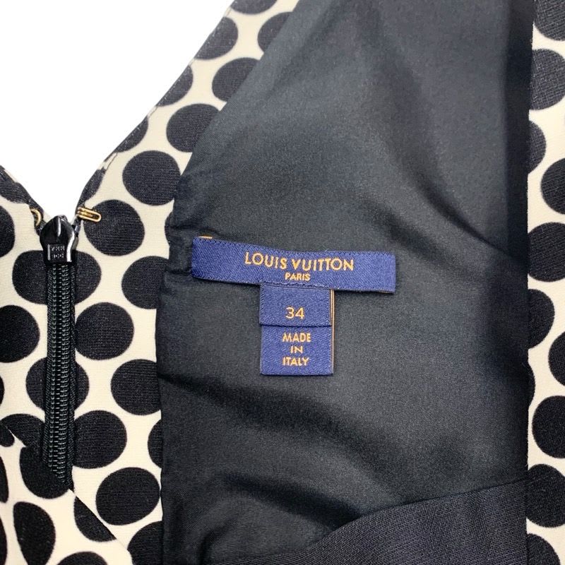 Louis Vuitton Dress Black White Dot Ribbon Sleeveless