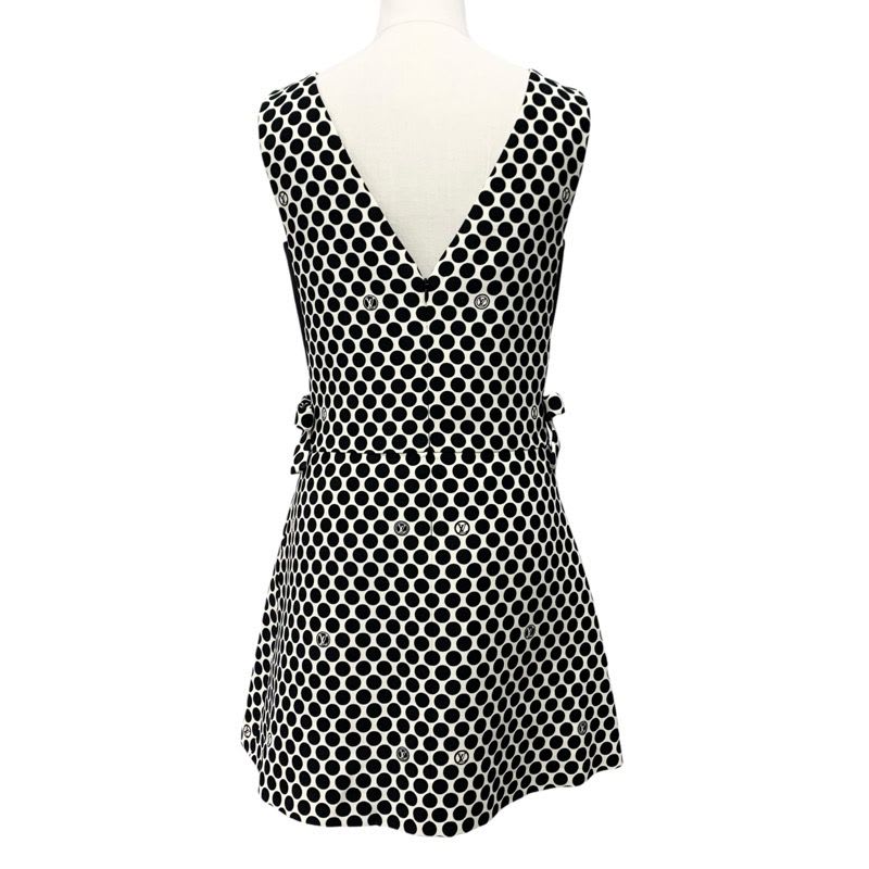 Louis Vuitton Dress Black White Dot Ribbon Sleeveless