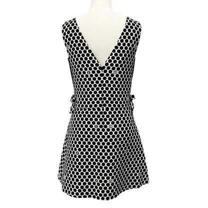 Louis Vuitton Dress Black White Dot Ribbon Sleeveless