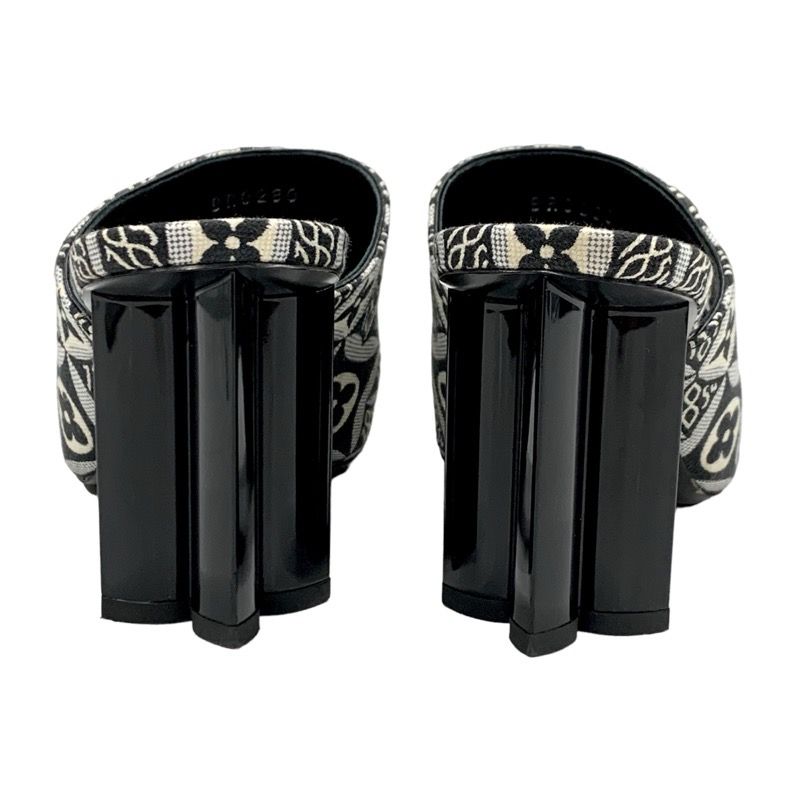 Louis Vuitton Silhouette Line Since1854 Sandals Shoes Fabric Black White Black