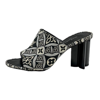 Louis Vuitton Silhouette Line Since1854 Sandals Shoes Fabric Black White Black