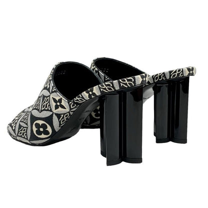 Louis Vuitton Silhouette Line Since1854 Sandals Shoes Fabric Black White Black