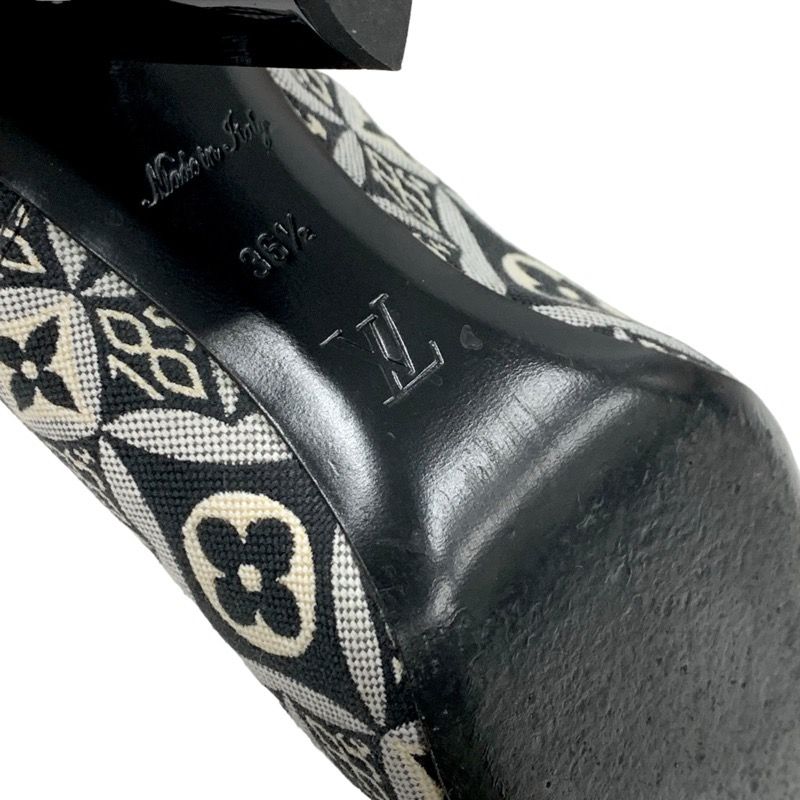 Louis Vuitton Silhouette Line Since1854 Sandals Shoes Fabric Black White Black