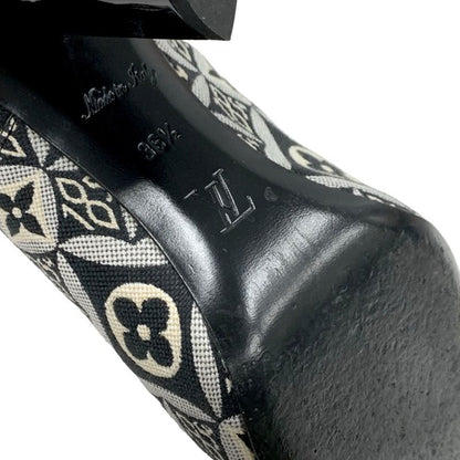 Louis Vuitton Silhouette Line Since1854 Sandals Shoes Fabric Black White Black