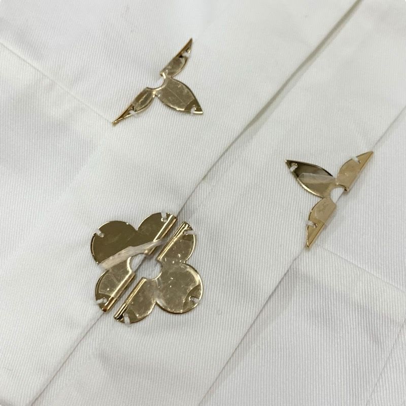 Louis Vuitton Dress Cotton White Gold Logo Fitnf Sleeveless