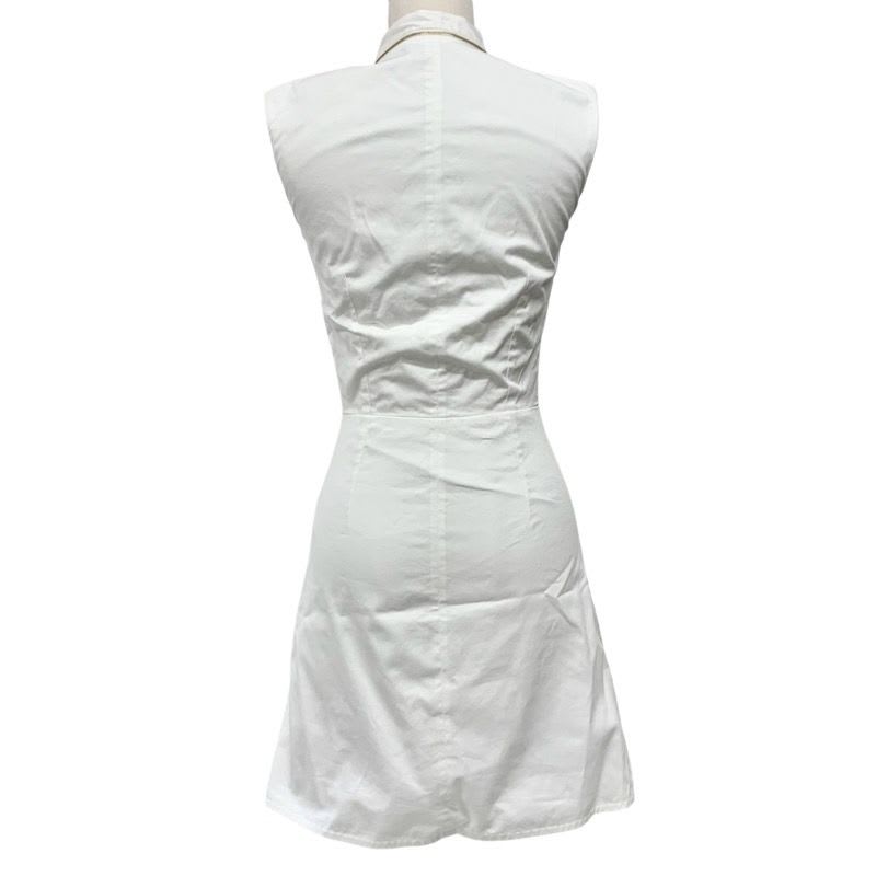Louis Vuitton Dress Cotton White Gold Logo Fitnf Sleeveless