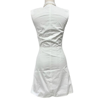 Louis Vuitton Dress Cotton White Gold Logo Fitnf Sleeveless