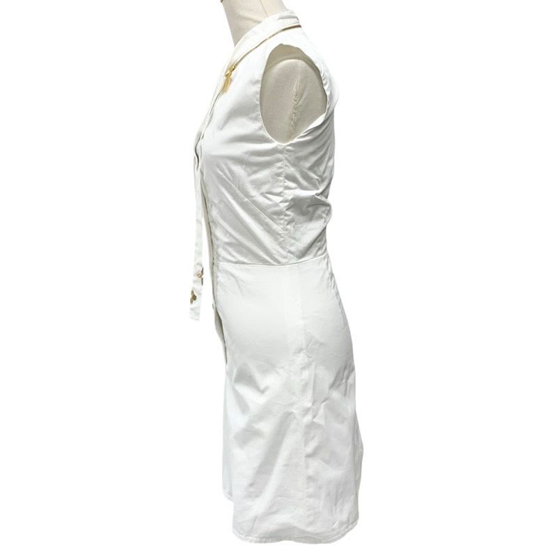 Louis Vuitton Dress Cotton White Gold Logo Fitnf Sleeveless
