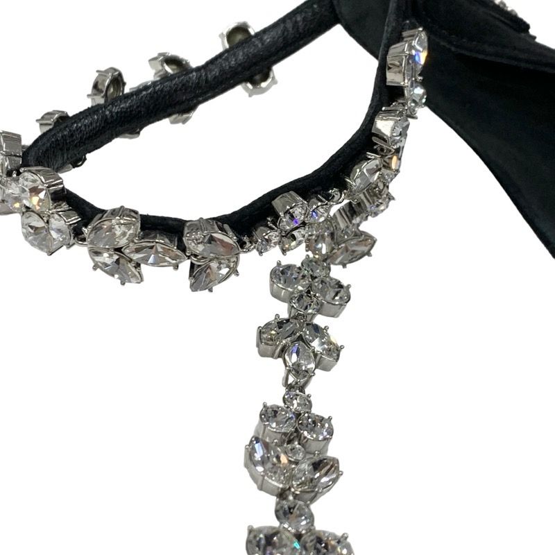 Louis Vuitton Sandals Shoes Suede Black Silver Bijou Logo